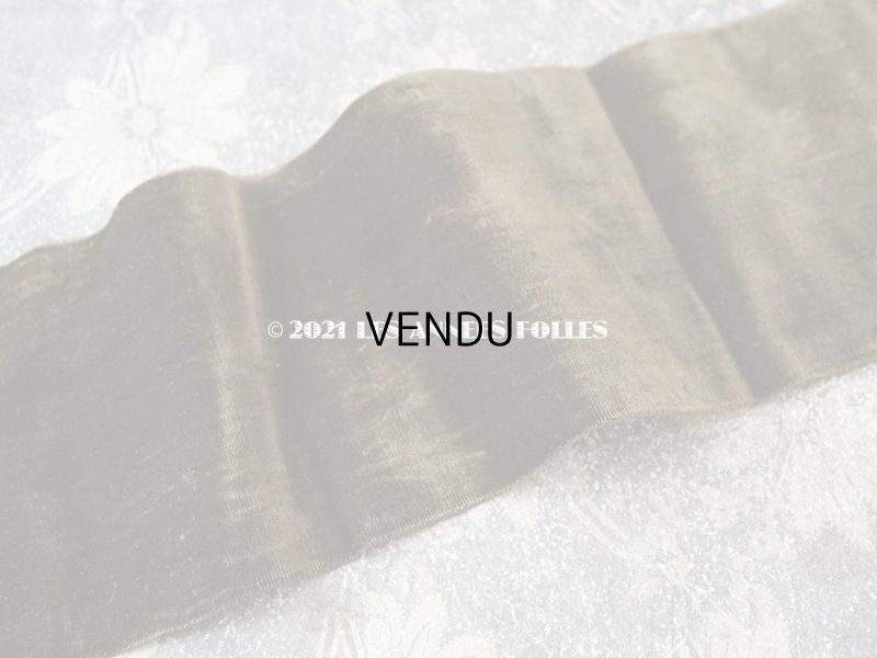 画像3: 19世紀末 アンティーク シルク製 幅広 ベルベットのリボン カーキブラウン 108cm 幅11cm