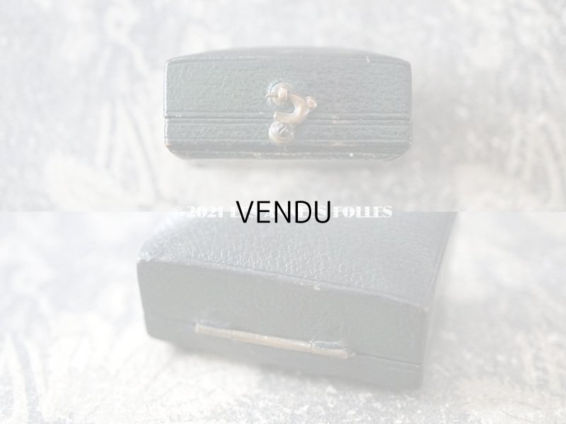 画像3: 19世紀末 アンティーク 本革製 ピアス用 小さなジュエリーボックス  ダークグリーン