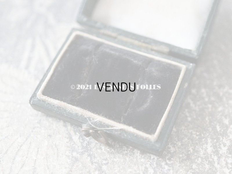 画像6: 19世紀末 アンティーク 本革製 ピアス用 小さなジュエリーボックス  ダークグリーン