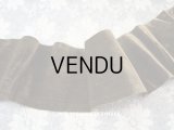 19世紀末 アンティーク シルク製 幅広 ベルベットのリボン カーキブラウン 108cm　幅11cm