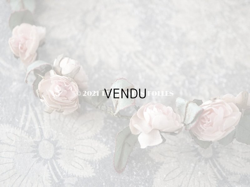 画像12: 19世紀末 アンティーク 小さな薔薇の布花のティアラ  パウダーピンク