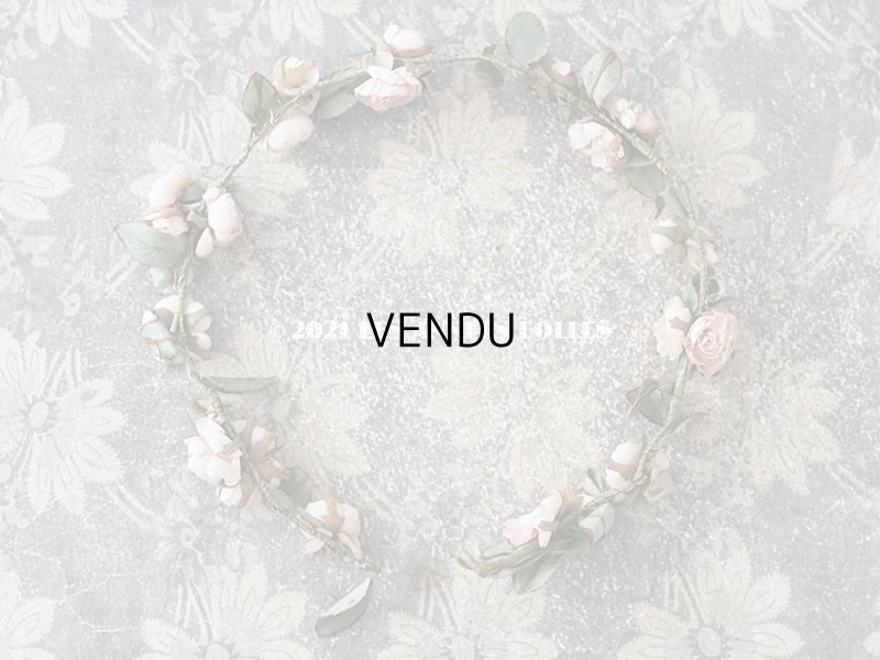 画像3: 19世紀末 アンティーク 小さな薔薇の布花のティアラ  パウダーピンク