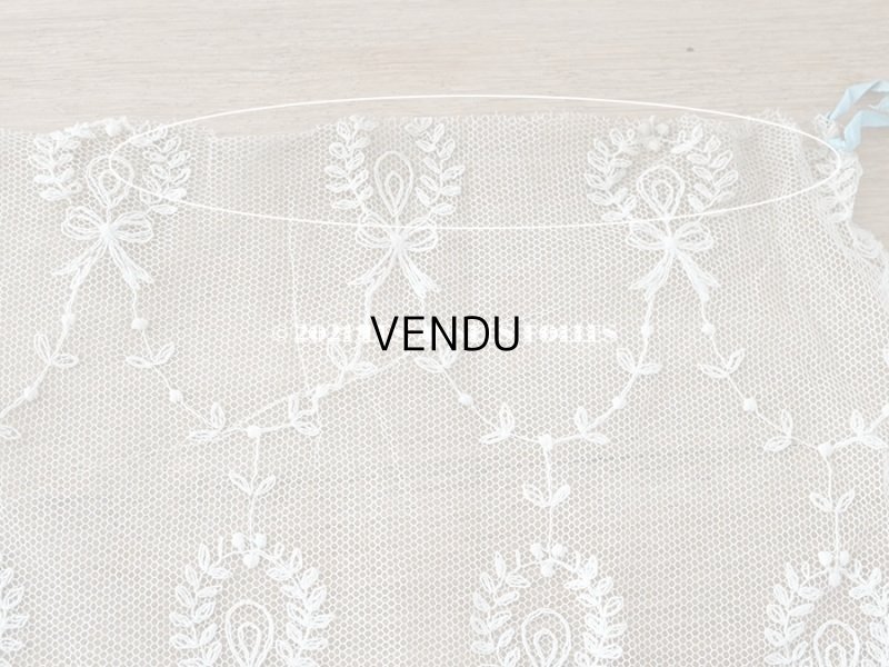 画像11: アンティーク カーテン用 リボン柄のチュールレース 130×135cm