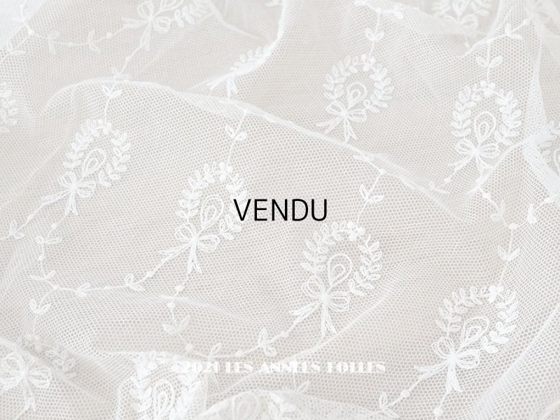 画像5: アンティーク カーテン用 リボン柄のチュールレース 130×135cm