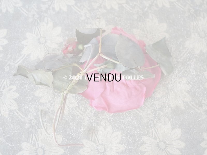 画像4: アンティーク ピンクの薔薇の大きな布花 コサージュ クオーター・ロゼット咲き