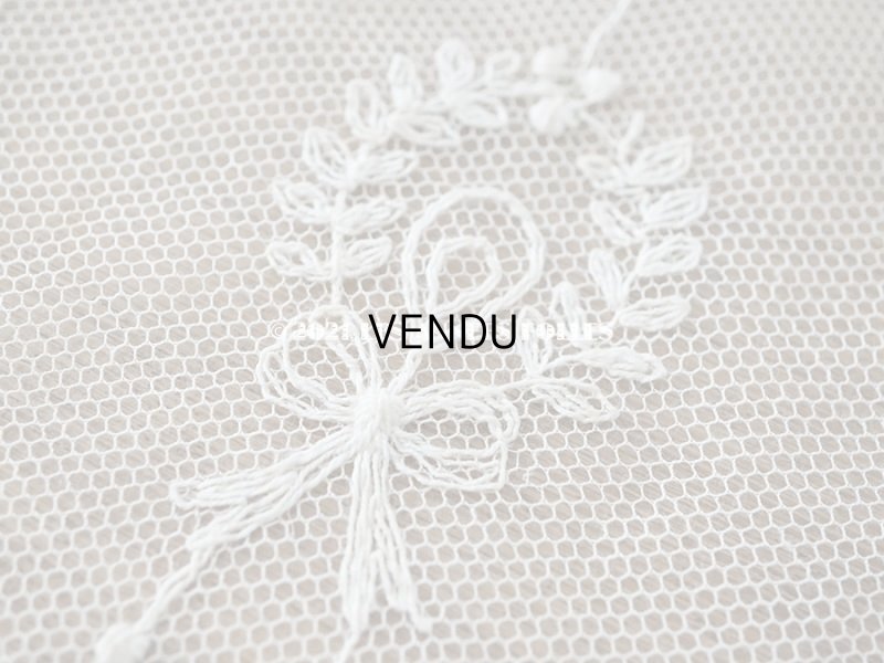 画像10: アンティーク カーテン用 リボン柄のチュールレース 130×135cm