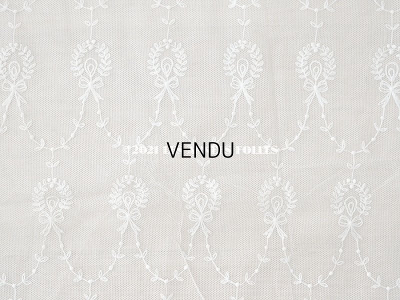 画像9: アンティーク カーテン用 リボン柄のチュールレース 130×135cm