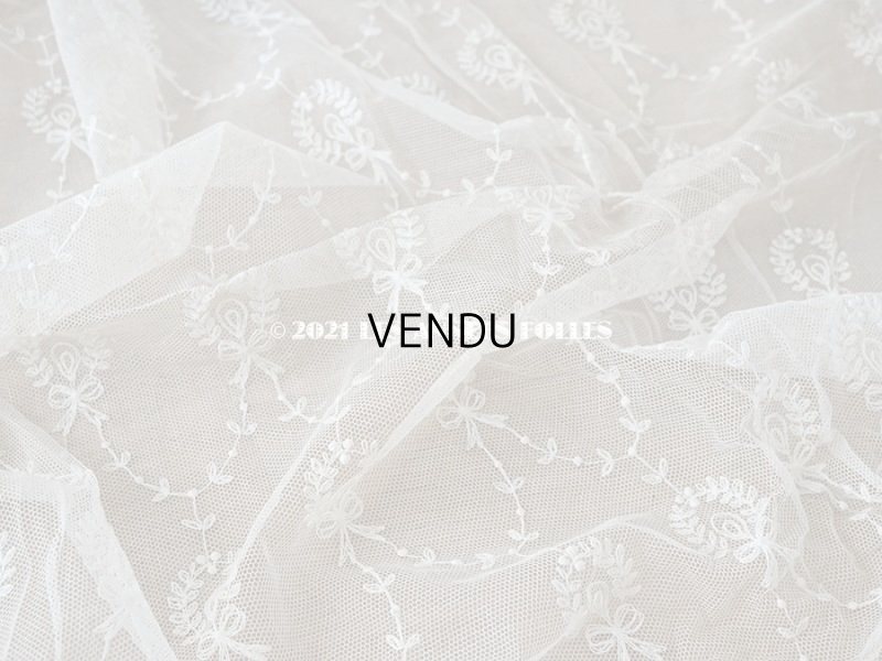 画像7: アンティーク カーテン用 リボン柄のチュールレース 130×135cm