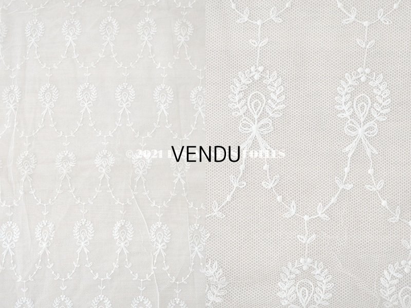 画像8: アンティーク カーテン用 リボン柄のチュールレース 130×135cm