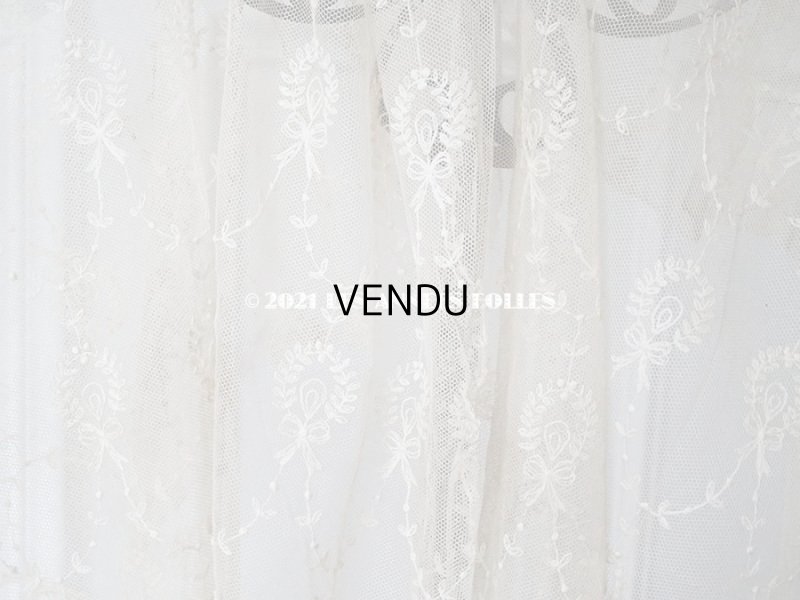 画像3: アンティーク カーテン用 リボン柄のチュールレース 130×135cm