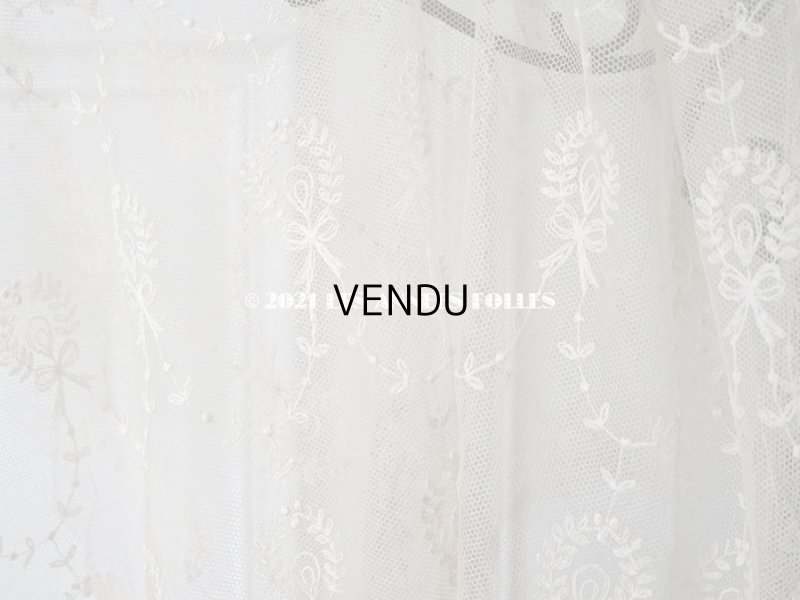 画像4: アンティーク カーテン用 リボン柄のチュールレース 130×135cm