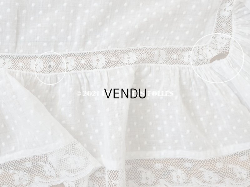 画像13: アンティーク  テーブルクロス ドットの刺繍入り コットン生地 91×92cm