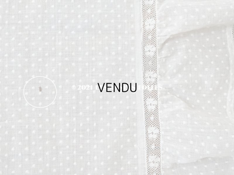 画像11: アンティーク  テーブルクロス ドットの刺繍入り コットン生地 91×92cm