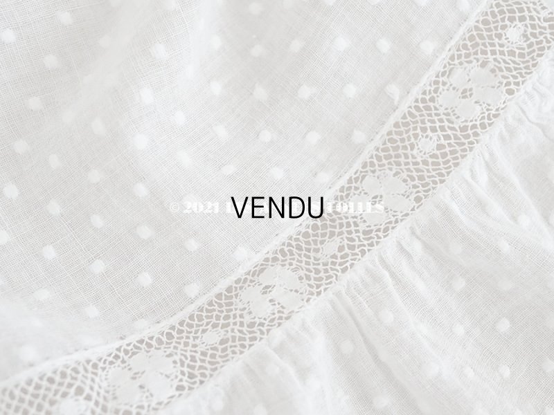 画像7: アンティーク  テーブルクロス ドットの刺繍入り コットン生地 91×92cm