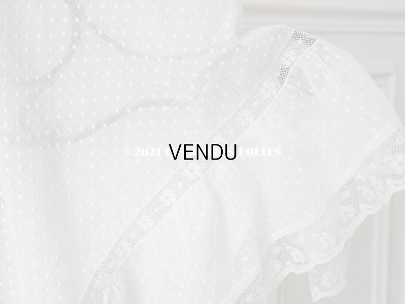 画像3: アンティーク  テーブルクロス ドットの刺繍入り コットン生地 91×92cm