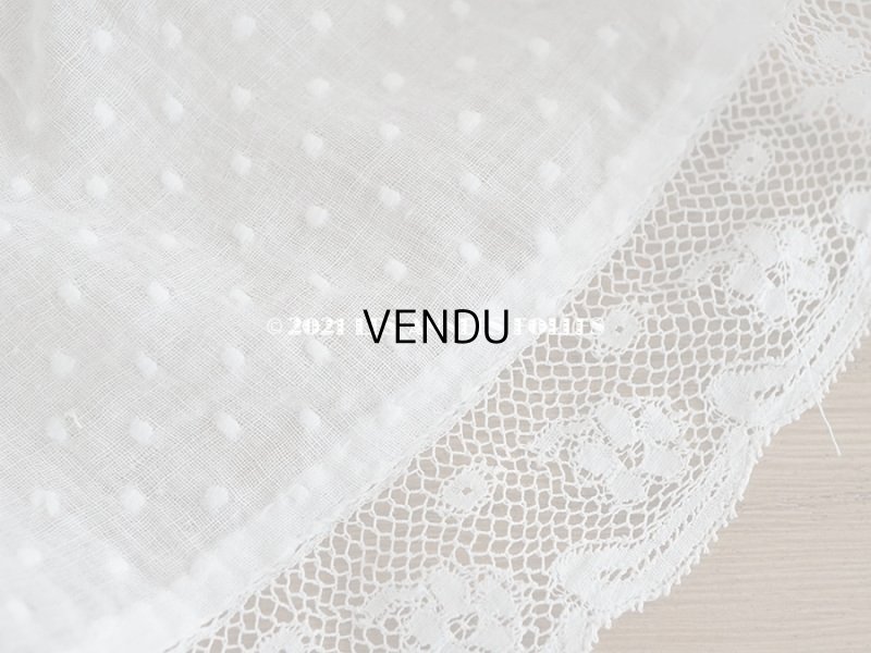 画像8: アンティーク  テーブルクロス ドットの刺繍入り コットン生地 91×92cm