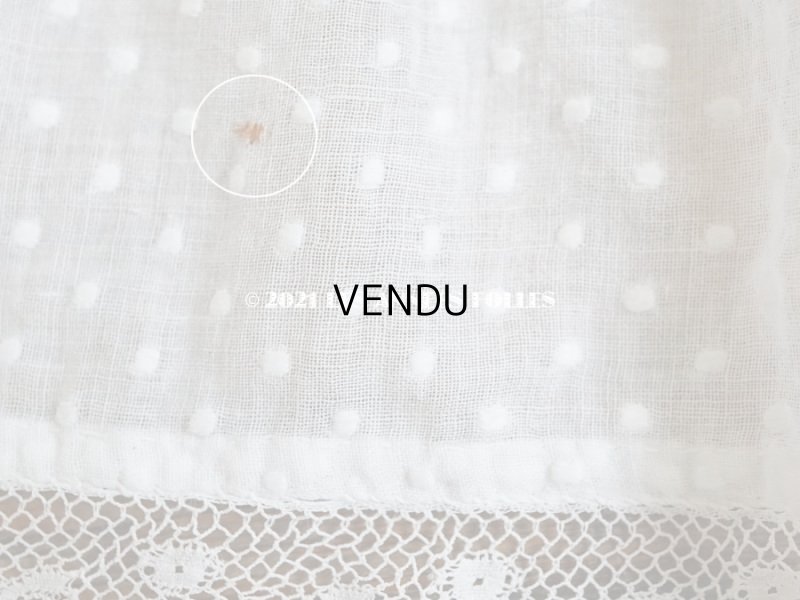 画像12: アンティーク  テーブルクロス ドットの刺繍入り コットン生地 91×92cm