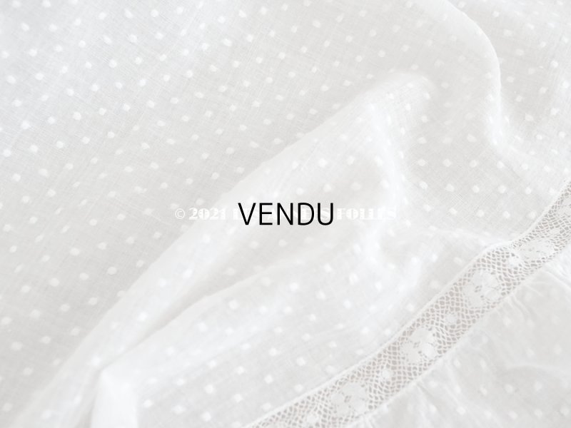 画像9: アンティーク  テーブルクロス ドットの刺繍入り コットン生地 91×92cm