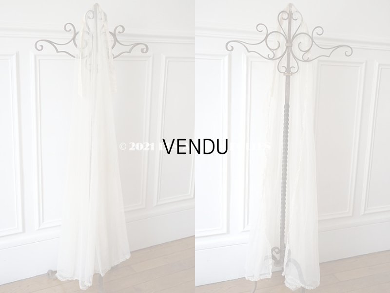 画像3: アンティーク  ウェディングヴェール  フリル＆淡いピンクのシルクリボン付き