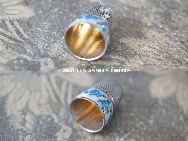 画像4: アンティーク  シルバー&エナメル製 指ぬき 勿忘草