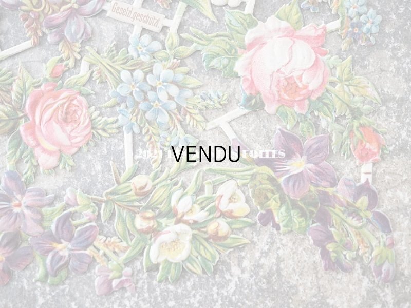 画像5: 1900年代 アンティーク ダイカットクロモ 鈴蘭&菫&薔薇&勿忘草&百合&エーデルワイス