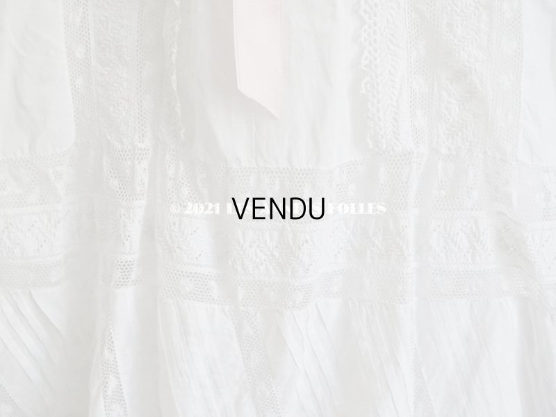 画像9: アンティーク 洗礼式のベビードレス 手刺繍＆手縫い ピンクのリボン付き 