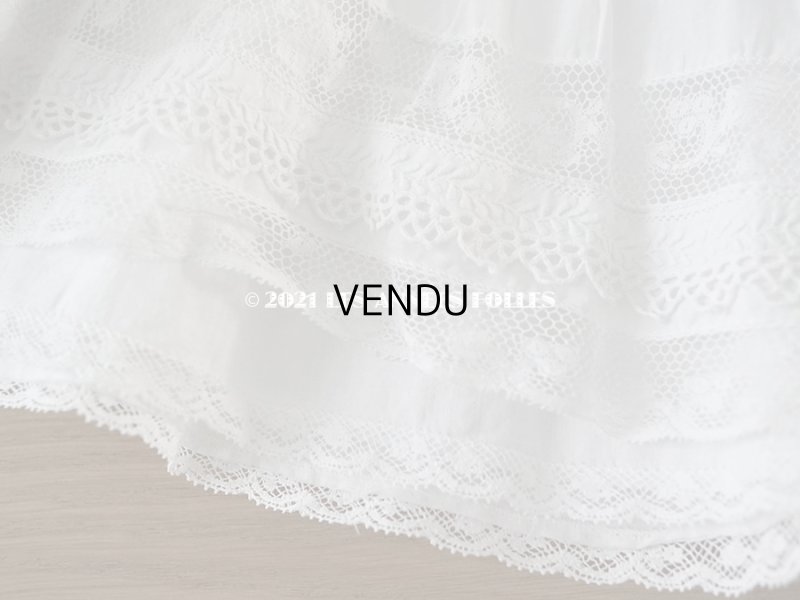 画像13: アンティーク 洗礼式のベビードレス 手刺繍＆手縫い ピンクのリボン付き 