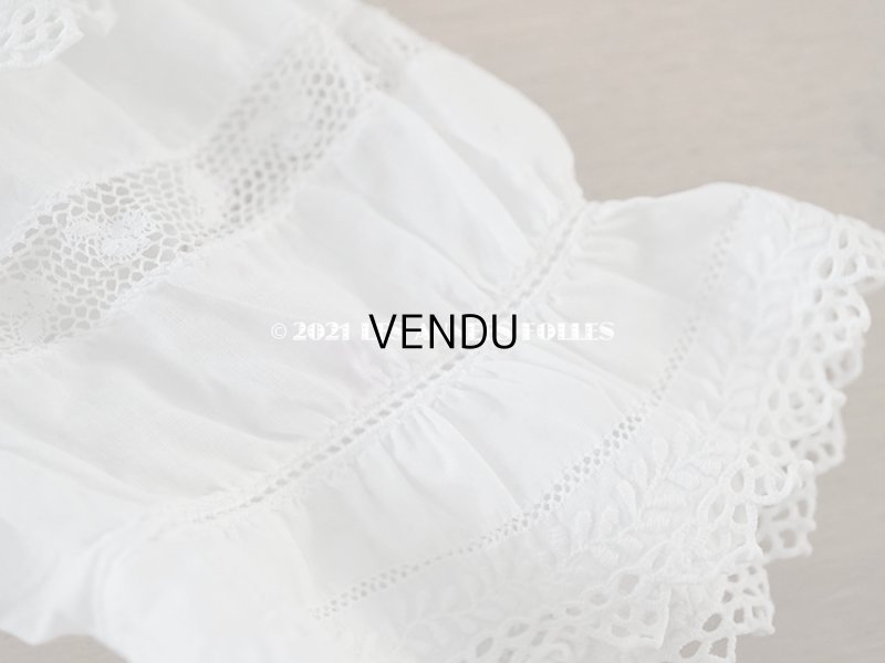 画像6: アンティーク 洗礼式のベビードレス 手刺繍＆手縫い ピンクのリボン付き 