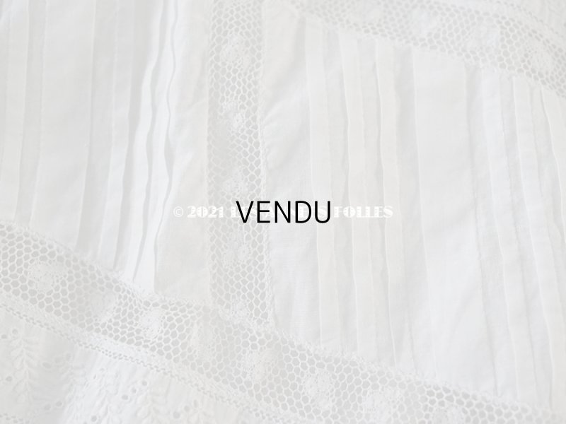 画像12: アンティーク 洗礼式のベビードレス 手刺繍＆手縫い ピンクのリボン付き 