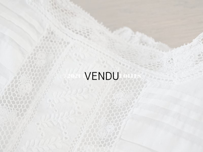 画像4: アンティーク 洗礼式のベビードレス 手刺繍＆手縫い ピンクのリボン付き 