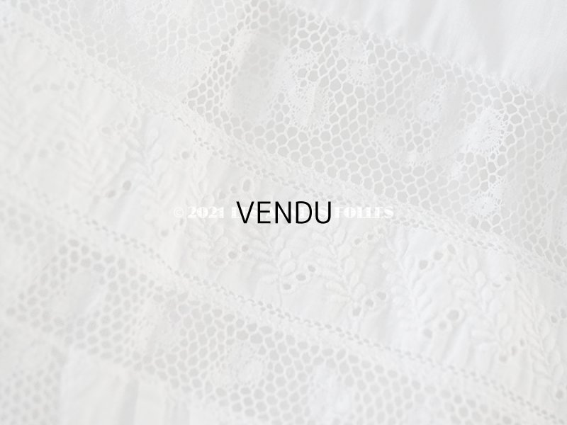 画像11: アンティーク 洗礼式のベビードレス 手刺繍＆手縫い ピンクのリボン付き 