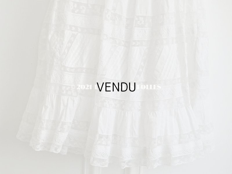 画像18: アンティーク 洗礼式のベビードレス 手刺繍＆手縫い ピンクのリボン付き 