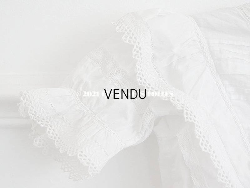 画像3: アンティーク 洗礼式のベビードレス 手刺繍＆手縫い ピンクのリボン付き 