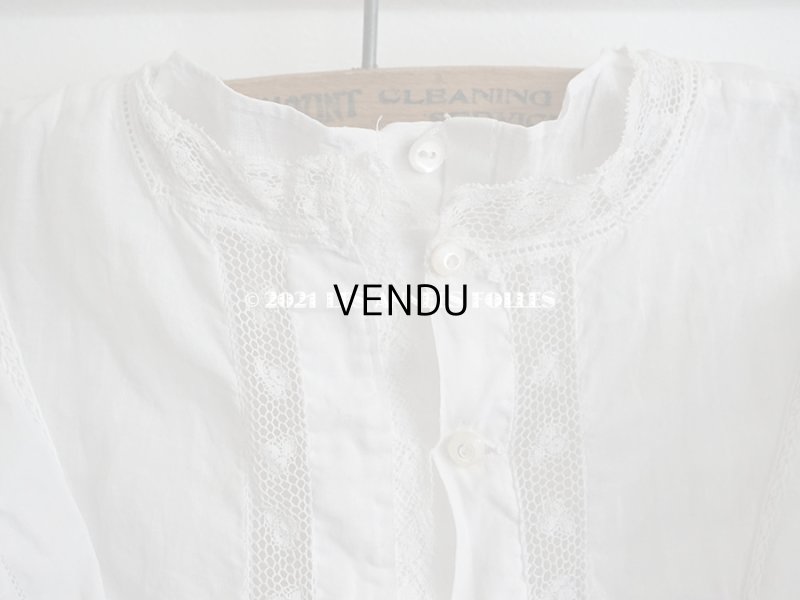 画像16: アンティーク 洗礼式のベビードレス 手刺繍＆手縫い ピンクのリボン付き 