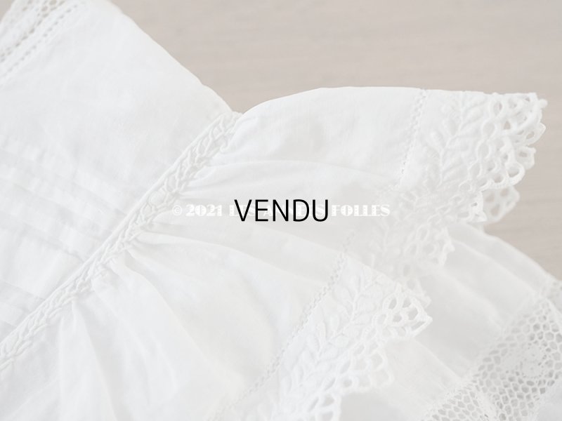 画像5: アンティーク 洗礼式のベビードレス 手刺繍＆手縫い ピンクのリボン付き 