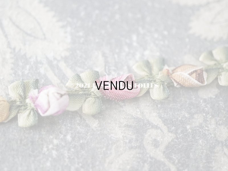 画像10: 【クリスマスセール2021対象外】アンティーク シルク製 5色の薔薇のロココトリム 70cm