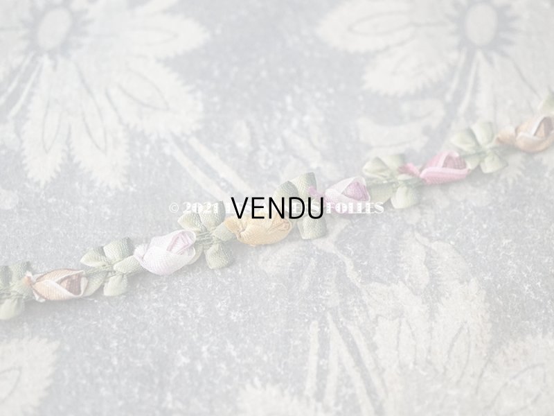 画像3: 【クリスマスセール2021対象外】アンティーク シルク製 5色の薔薇のロココトリム 70cm