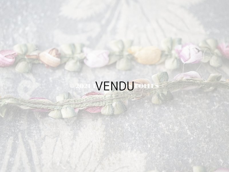 画像8: 【クリスマスセール2021対象外】アンティーク シルク製 5色の薔薇のロココトリム 70cm