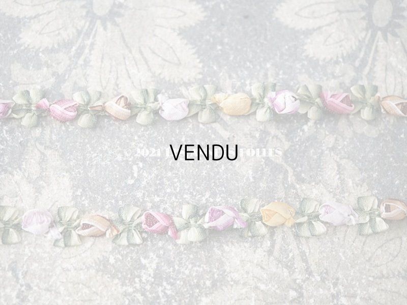 画像6: 【クリスマスセール2021対象外】アンティーク シルク製 5色の薔薇のロココトリム 70cm