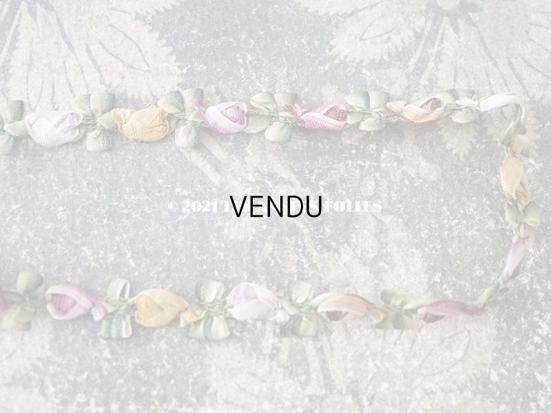 画像7: 【クリスマスセール2021対象外】アンティーク シルク製 5色の薔薇のロココトリム 70cm