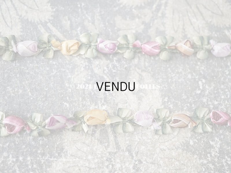 画像5: 【クリスマスセール2021対象外】アンティーク シルク製 5色の薔薇のロココトリム 70cm