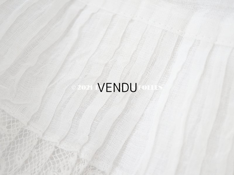 画像8: 【クリスマスセール2021対象外】1900年代 アンティーク 幅広 ドレスの裾  1.77m 2段プリーツ入り＆手編みのヴァランシエンヌレース 21cm幅 