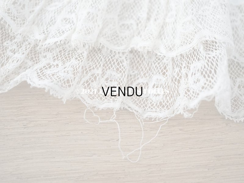 画像12: 【クリスマスセール2021対象外】1900年代 アンティーク 幅広 ドレスの裾  1.77m 2段プリーツ入り＆手編みのヴァランシエンヌレース 21cm幅 