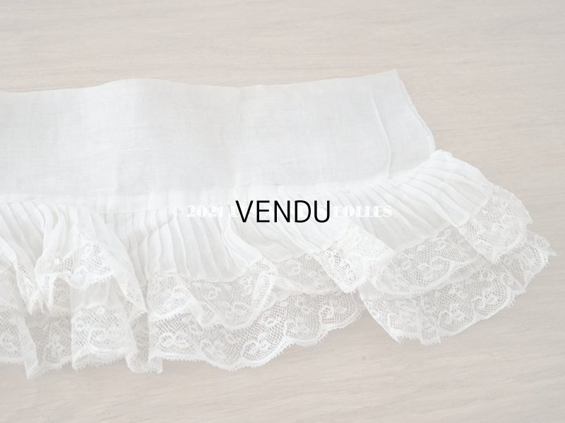 画像12: 【クリスマスセール2021対象外】1900年代 アンティーク 幅広 ドレスの裾  0.85〜0.9m 2段プリーツ入り＆手編みのヴァランシエンヌレース 21cm幅 