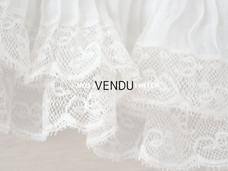 画像14: 【クリスマスセール2021対象外】1900年代 アンティーク 幅広 ドレスの裾  0.85〜0.9m 2段プリーツ入り＆手編みのヴァランシエンヌレース 21cm幅 