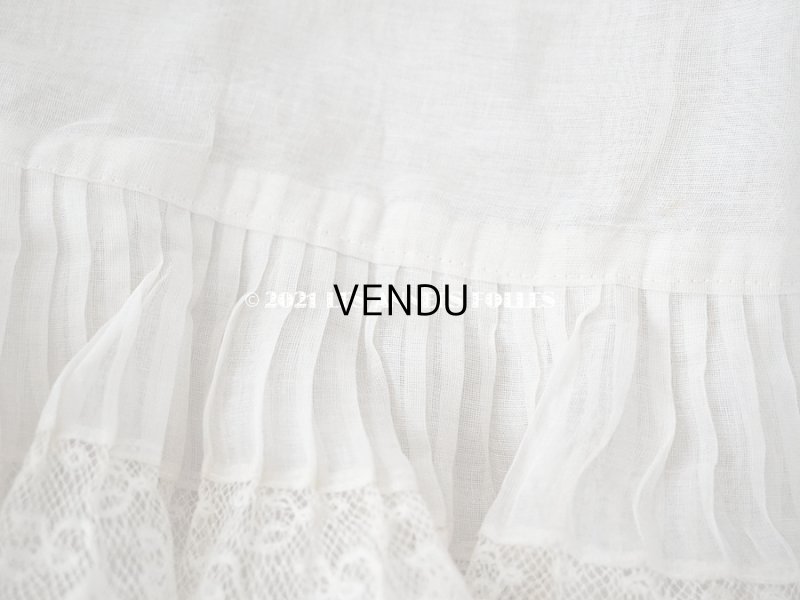 画像13: 【クリスマスセール2021対象外】1900年代 アンティーク 幅広 ドレスの裾  0.85〜0.9m 2段プリーツ入り＆手編みのヴァランシエンヌレース 21cm幅 