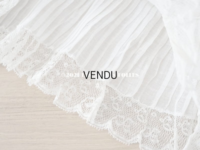 画像5: 【クリスマスセール2021対象外】1900年代 アンティーク 幅広 ドレスの裾  1.77m 2段プリーツ入り＆手編みのヴァランシエンヌレース 21cm幅 