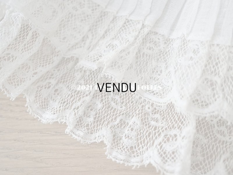 画像7: 【クリスマスセール2021対象外】1900年代 アンティーク 幅広 ドレスの裾  1.77m 2段プリーツ入り＆手編みのヴァランシエンヌレース 21cm幅 