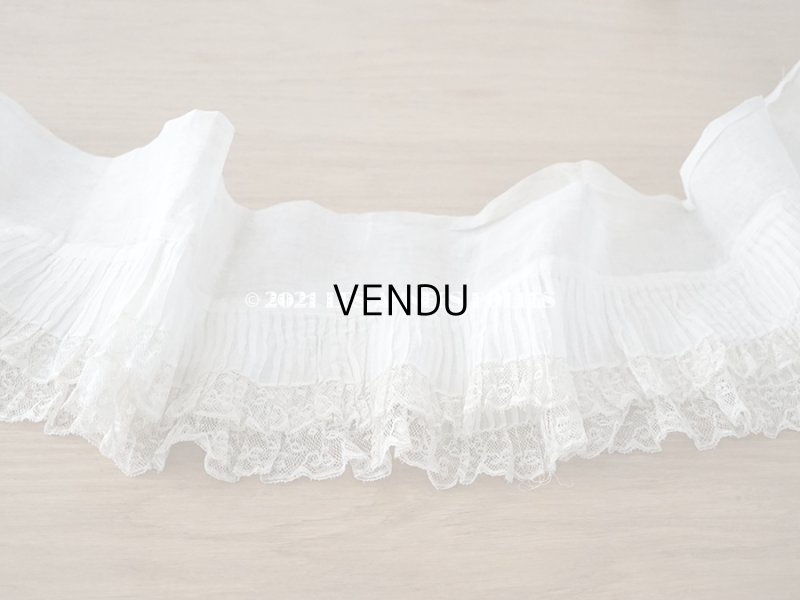 画像6: 【クリスマスセール2021対象外】1900年代 アンティーク 幅広 ドレスの裾  1.77m 2段プリーツ入り＆手編みのヴァランシエンヌレース 21cm幅 