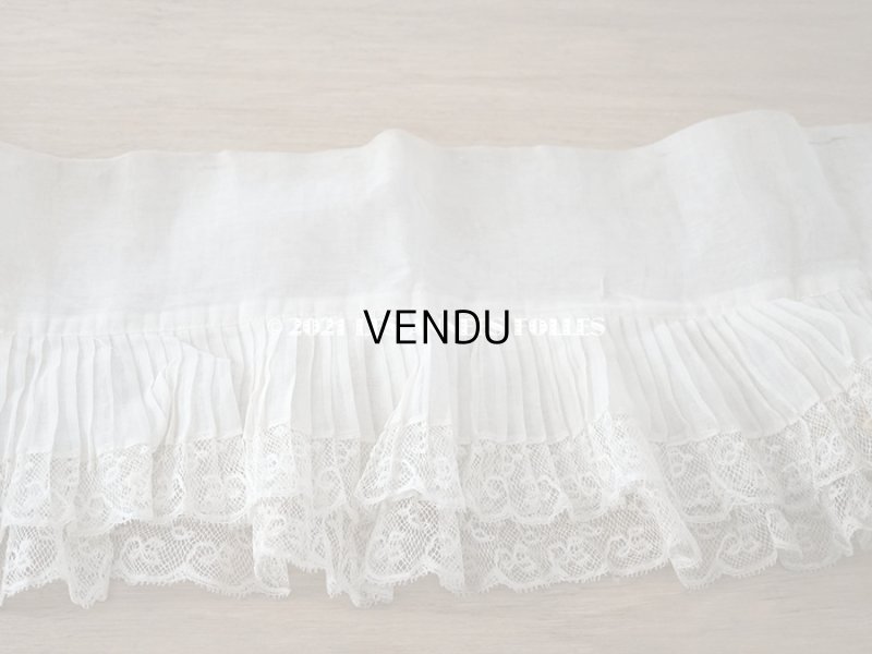 画像4: 【クリスマスセール2021対象外】1900年代 アンティーク 幅広 ドレスの裾  0.85〜0.9m 2段プリーツ入り＆手編みのヴァランシエンヌレース 21cm幅 